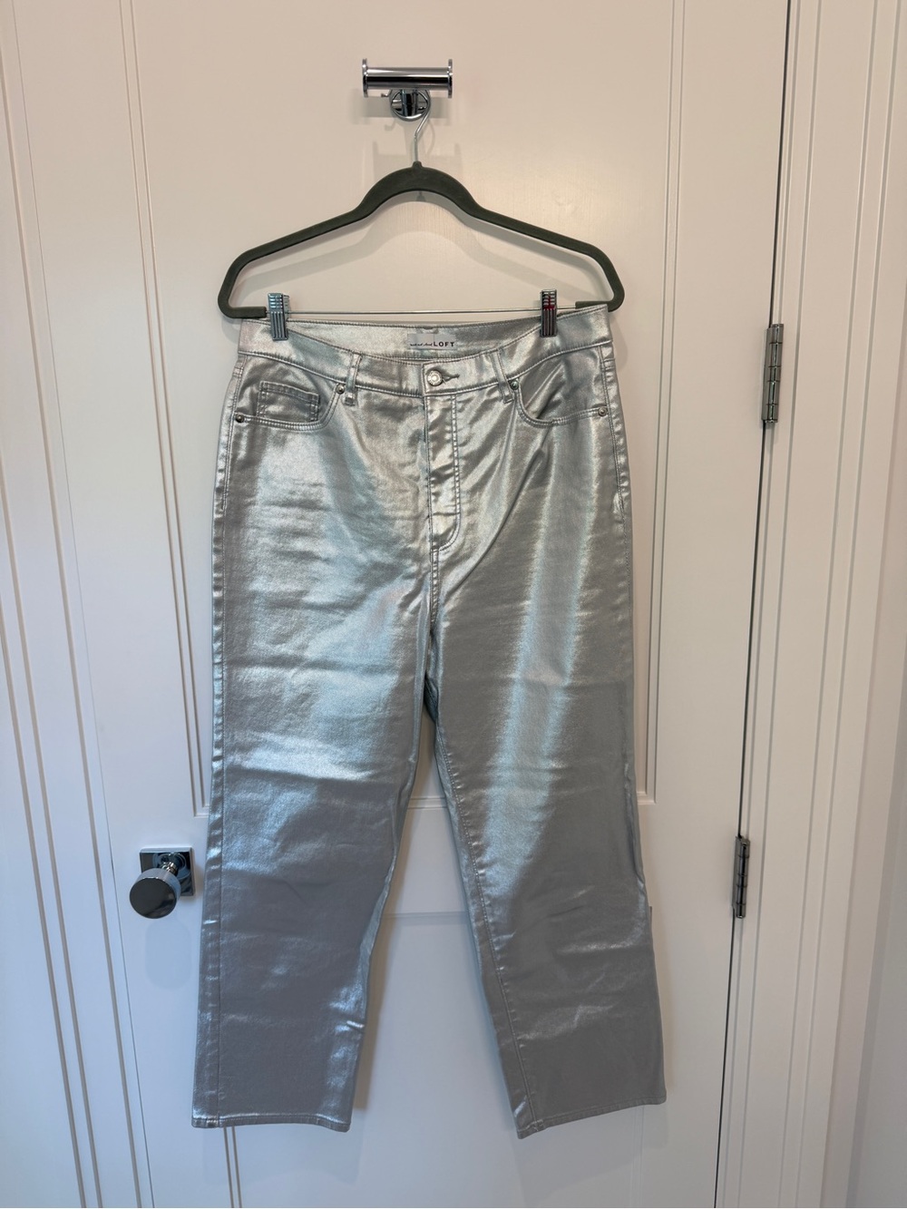 LOFT Silver Shiny Jeans Size 12 / 31